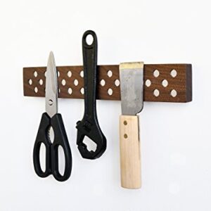 Magnetic Wooden Knife Bar Holder Strip, Cherry or Walnut, 12, 16, 20, or 24 Inch (16 Inch, Walnut)