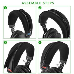 Geekria Flex Fabric Headband Cover Compatible with Sony MDR-V6, MDR-V600, MDR-V900, MDR-Z600, MDR-7506, MDR-7509, MDR-CD900ST Headphones, Head Cushion Pad Protector, Easy DIY Installation (Black)