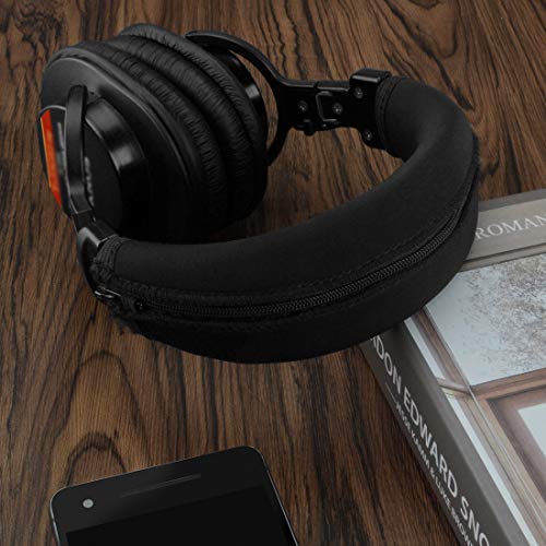 Geekria Flex Fabric Headband Cover Compatible with Sony MDR-V6, MDR-V600, MDR-V900, MDR-Z600, MDR-7506, MDR-7509, MDR-CD900ST Headphones, Head Cushion Pad Protector, Easy DIY Installation (Black)