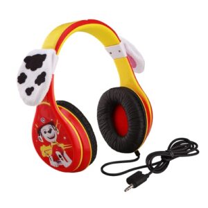 paw patrol marshall kids headphones, adjustable headband, stereo sound, 3.5mm jack, wired headphones for kids, tangle-free, volume control, foldable, childrens headphones over ear for school home, tra