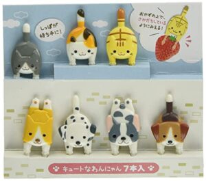 torune food picks bento lunch box, cats, about 2-2.5 inches, assorted