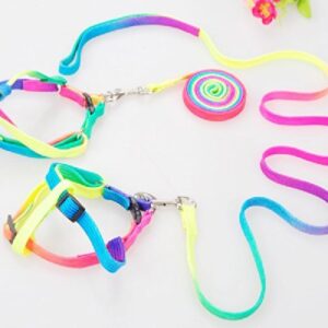 yueton Dog Pet Puppy Cat Kitty Adjustable Nylon Leash Rainbow Dog Chest Straps Chain Seven Color Traction Thoracic Dorsal Suits Dog Rope Dog's Leash Chain