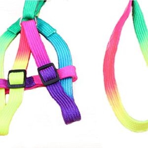 yueton Dog Pet Puppy Cat Kitty Adjustable Nylon Leash Rainbow Dog Chest Straps Chain Seven Color Traction Thoracic Dorsal Suits Dog Rope Dog's Leash Chain