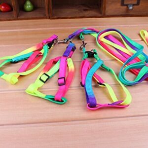 yueton Dog Pet Puppy Cat Kitty Adjustable Nylon Leash Rainbow Dog Chest Straps Chain Seven Color Traction Thoracic Dorsal Suits Dog Rope Dog's Leash Chain