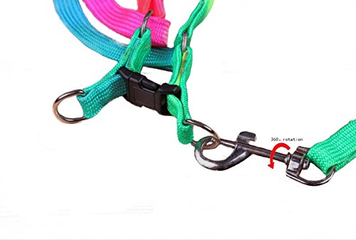 yueton Dog Pet Puppy Cat Kitty Adjustable Nylon Leash Rainbow Dog Chest Straps Chain Seven Color Traction Thoracic Dorsal Suits Dog Rope Dog's Leash Chain