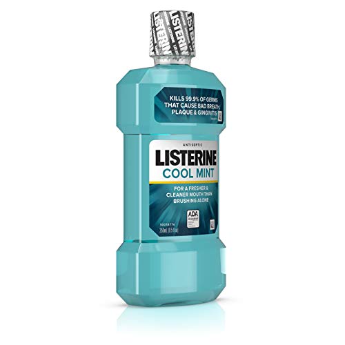 Listerine Cool Mint Antiseptic Mouthwash for Bad Breath, Plaque and Gingivitis, 250 ml