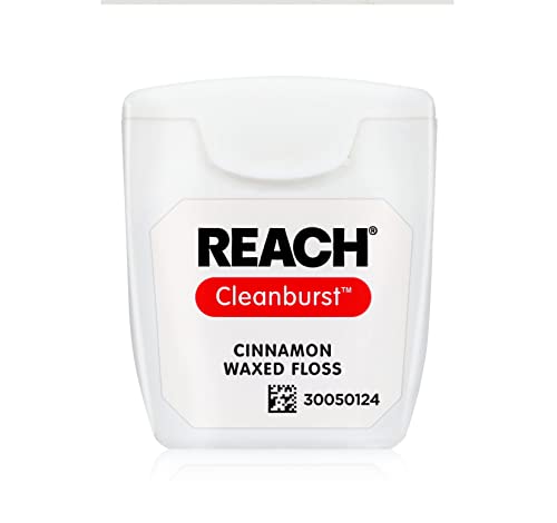 Reach Waxed Dental Floss | Effective Plaque Removal, Extra Wide Cleaning Surface | Shred Resistance & Tension, Slides Smoothly & Easily, PFAS FREE | Cinnamon Flavored, 55 Yards, 1 Pack