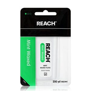 Reach Waxed Dental Floss | Effective Plaque Removal, Extra Wide Cleaning Surface | Shred Resistance & Tension, Slides Smoothly & Easily , PFAS FREE | Mint Flavored, 200 Yards, 1 Pack