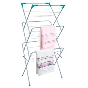 j&v textiles laundry drying rack for clothes, wood clothing dryer, extreme stability, heavy duty built, foldable, collapsible space saving | indoor-outdoor use - pre-assembled