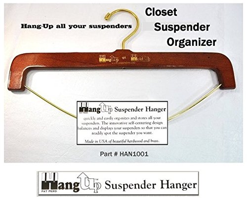 Hold-Ups Patented Hang-up Hardwood Suspender Hanger and Closet Organizer for Suspenders