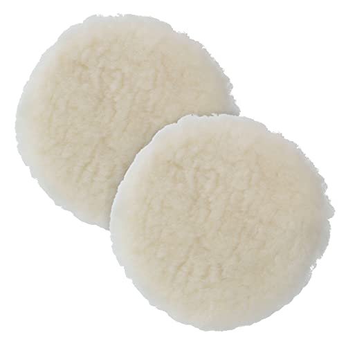 TCP Global 7" All Natural Premium 100% Wool Buffing Pad - 1" Thick Pile- Hook and Loop Grip Attachment Buffing & Polishing Pad (Pack of 2)