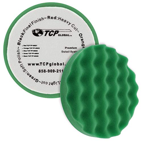 TCP Global 6.5" Green Waffle Soft Polishing Grip Foam Polish Pad - DA Hook & Loop