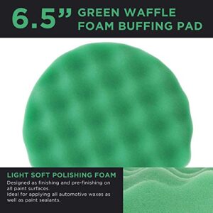 TCP Global 6.5" Green Waffle Soft Polishing Grip Foam Polish Pad - DA Hook & Loop