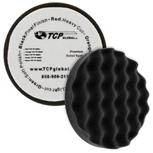 TCP Global 6.5" Black Waffle Final Finishing Grip Foam Polish Pad - DA Hook & Loop