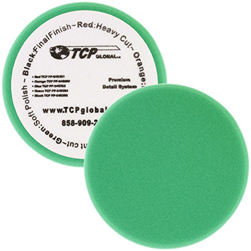 6.5" Green Flat Soft Polishing Grip Foam Polish Pad - DA Hook & Loop - Polish Car, Auto Polisher Detailing Buffing - Designed for Finishing, Pre-Finishing on All Paint Surfaces, Paint Sealants, Waxes