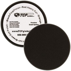 tcp global 6.5" black flat final finishing grip foam polish pad - da hook & loop