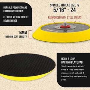TCP Global 6" DA Polisher & Sander Pad - Hook & Loop Face - Random Orbital Backing Plate