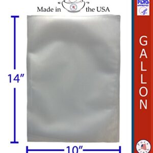 PackFreshUSA: Gallon Vacuum Sealer Bags (10" x 14") - Pre-Cut - BPA Free - Heat Sealable - Heavy Duty - Commercial Grade - Meal Prep - Sous Vide - Made in USA - 100 Pack