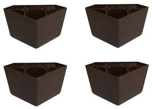 profurnitureparts 1.75" tall triangle corner sofa legs, brown color, set of 4, hdpe plastic