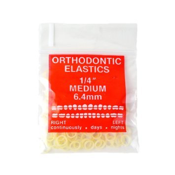 100 Pack Orthodontic Elastics Bands 1/4 Medium (6.4 mm) Diameter 4.5 Ounces Force - Great for Dreadlocks, Braids, Tooth Gap, Braids, Dog Bows, Top Knots, Dog Ribbons by AdentalZ