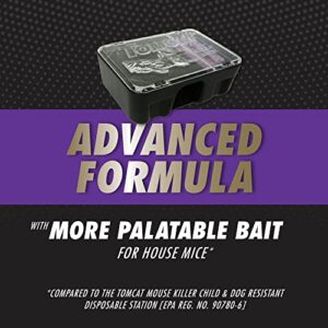 Tomcat Mouse Killer Disposable Bait Station - Advanced Formula: Child and Dog Resistant, Indoor and Outdoor Use, 2 Count, Pre-Filled, 2 oz.