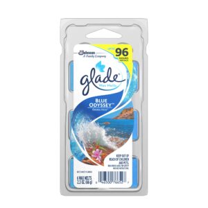 glade wax melts air freshener, scented candles with essential oils for home and bathroom, blue odyssey, 6 count