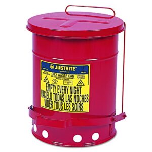 justrite 09100 oily waste can, 6 gal, red