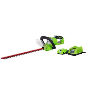 greenworks 24v 22" cordless hedge trimmer, 2.0ah battery and charger included