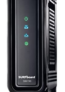 ARRIS SURFboard SB6190 DOCSIS 3.0 32 x 8 Gigabit Cable Modem | Comcast Xfinity, Cox, Spectrum | 1 Gbps Port | 800 Mbps Max Internet Speeds | Easy Set-up SURFboard Central App | 2 Year Warranty,Black