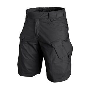 helikon-tex urban (utk) tactical shorts for men - lightweight & breathable cargo shorts for tactical, military, police, hiking, & hunting (black polycotton ripstop w32, l11)
