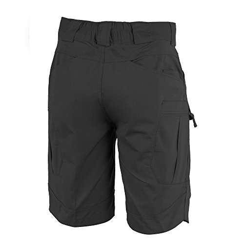 Helikon-Tex Urban (UTK) Tactical Shorts for Men - Lightweight & Breathable Cargo Shorts for Tactical, Military, Police, Hiking, & Hunting (Black Polycotton Ripstop W32, L11)