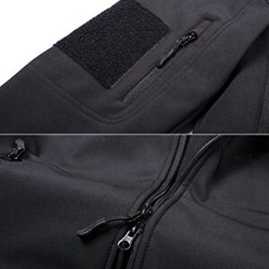 TACVASEN Men's Classic Fleece Liner Hooded Outwear Softshell Tactical Jacket Black,US XL