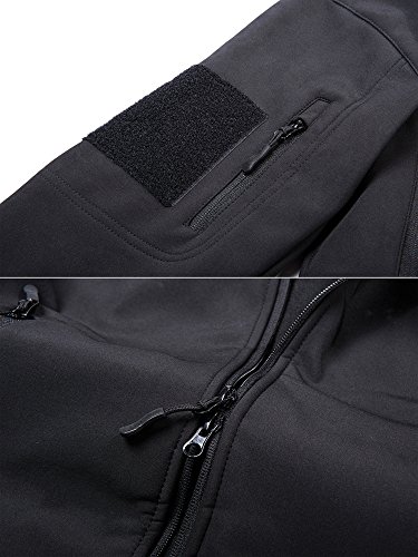 TACVASEN Men's Classic Fleece Liner Hooded Outwear Softshell Tactical Jacket Black,US XL