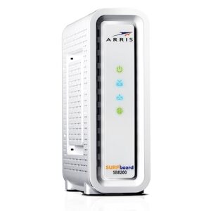 arris surfboard sb8200 docsis 3.1 cable modem | approved for comcast xfinity, cox, charter spectrum, & more | two 1 gbps ports | 1 gbps max internet speeds | 4 ofdm channels | 2 year warranty,white