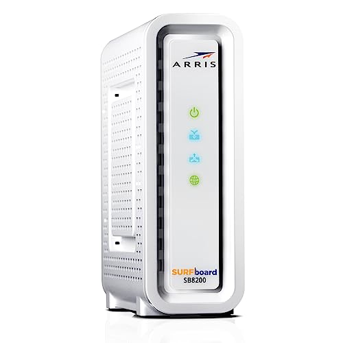 ARRIS SURFboard SB8200 DOCSIS 3.1 Cable Modem | Approved for Comcast Xfinity, Cox, Charter Spectrum, & more | Two 1 Gbps Ports | 1 Gbps Max Internet Speeds | 4 OFDM Channels | 2 Year Warranty,White