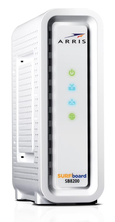 ARRIS SURFboard SB8200 DOCSIS 3.1 Cable Modem | Approved for Comcast Xfinity, Cox, Charter Spectrum, & more | Two 1 Gbps Ports | 1 Gbps Max Internet Speeds | 4 OFDM Channels | 2 Year Warranty,White