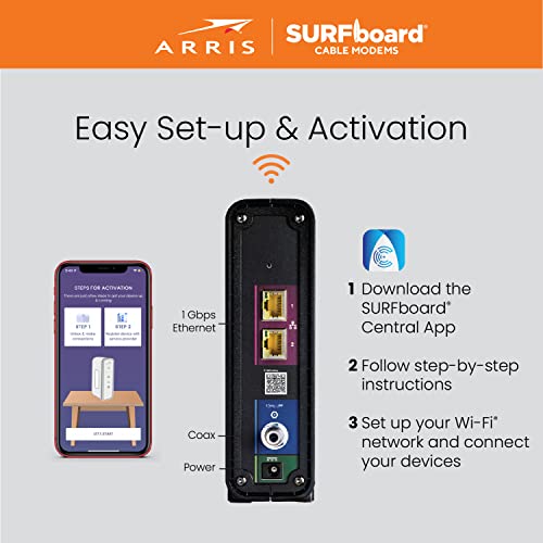 ARRIS SURFboard SBG10 DOCSIS 3.0 16 x 4 Gigabit Cable Modem & AC1600 Wi-Fi Router | Comcast Xfinity, Cox, Spectrum | Two 1 Gbps Ports | 400 Mbps Max Internet Speeds | SURFboard App | 2 Year Warranty