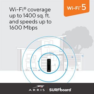 ARRIS SURFboard SBG10 DOCSIS 3.0 16 x 4 Gigabit Cable Modem & AC1600 Wi-Fi Router | Comcast Xfinity, Cox, Spectrum | Two 1 Gbps Ports | 400 Mbps Max Internet Speeds | SURFboard App | 2 Year Warranty