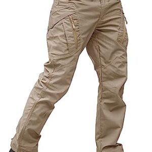 TACVASEN Mens Hiking Cargo Pants Military Pants Men Adventure Pants Windproof Hunting Pants Quick-Dry Outdoor Trousers Waterproof Tactical Pants Khaki