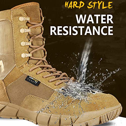 PAVEHAWK Men's 8 inch Tactical Boots Outdoor Casual Lightweight Coyote Military Boots for Hiking Work Combat