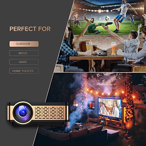 XIAOYA Outdoor Projector, HD Movie Projector Support 1080P, 4000 Lumens Home Theater Projector with HiFi Speaker, Compatible with HDMI, Fire Stick, USB (Black)