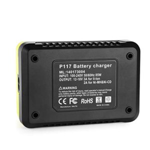 Energup Replacement Ryobi P117 Dual Chemistry Charger Li-ion & Ni-cad Ni-Mh Battery Charger 12V 18V MAX for Ryobi One+ Plus Battery P100 P102 P103 P105 P107 P108 1400670 P117 P118 Ryobi Charger