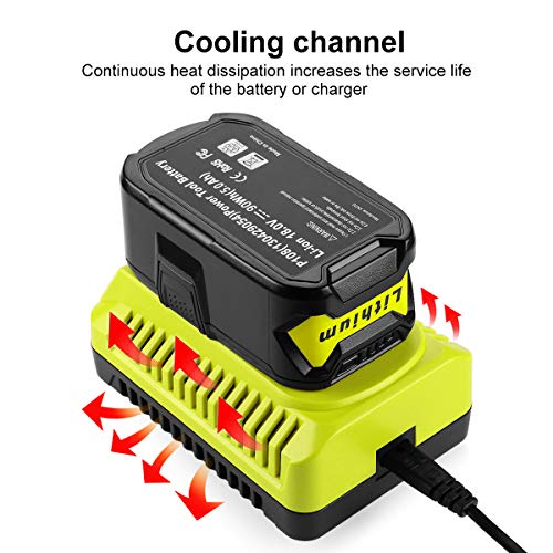 Energup Replacement Ryobi P117 Dual Chemistry Charger Li-ion & Ni-cad Ni-Mh Battery Charger 12V 18V MAX for Ryobi One+ Plus Battery P100 P102 P103 P105 P107 P108 1400670 P117 P118 Ryobi Charger