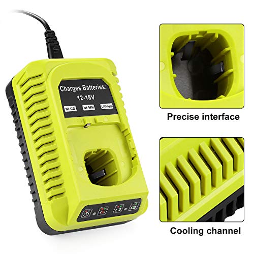 Energup Replacement Ryobi P117 Dual Chemistry Charger Li-ion & Ni-cad Ni-Mh Battery Charger 12V 18V MAX for Ryobi One+ Plus Battery P100 P102 P103 P105 P107 P108 1400670 P117 P118 Ryobi Charger