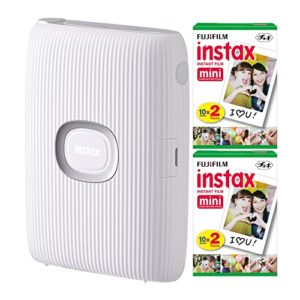fujifilm instax mini link smartphone printer (ash white) + film (40 sheets) - bundle