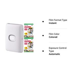 Fujifilm Instax Mini Link Smartphone Printer (Ash White) + Film (40 Sheets) - Bundle