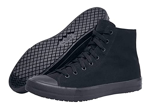 Shoes for Crews Pembroke, Men's, Women's, Unisex, Slip Resistant, High Top Work Sneakers, Canvas, Men's Size 9, Women's Size 10.5 Black