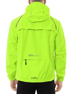 baleaf men's cycling rain jacket waterproof windbreaker running hiking travel golf gear lightweight hood packable reflective yellow m