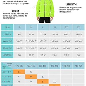 BALEAF Men's Cycling Rain Jacket Waterproof Windbreaker Running Hiking Travel Golf Gear Lightweight Hood Packable Reflective Yellow M