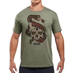 viktos men's kettle skull tee t-shirt, sage heather, size: small